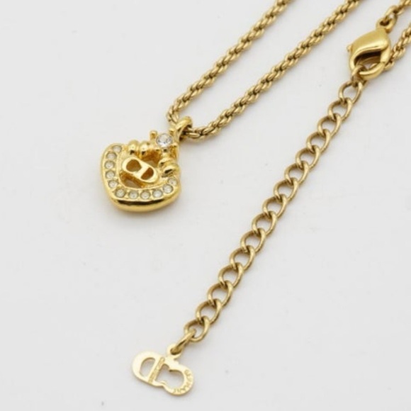 Christian Dior Necklace Vintage 1980s CD Logo Monogram Openwork Crystals Pendant - Picture 4 of 5